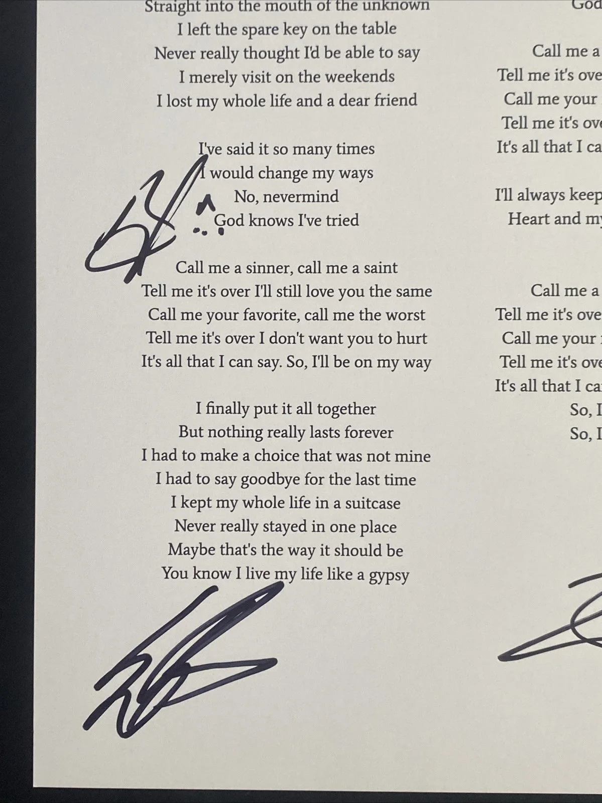 Shinedown Autographed Lyric Sheet ‘Call Me' Full Band Brent Smith +3, изображение 2