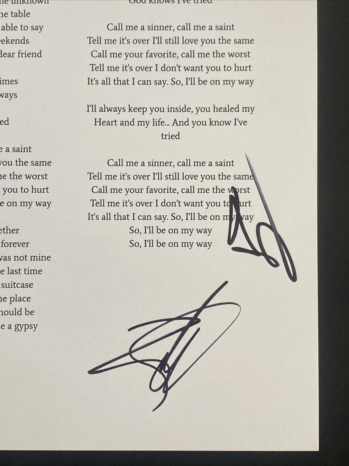 Shinedown Autographed Lyric Sheet ‘Call Me' Full Band Brent Smith +3, изображение 3