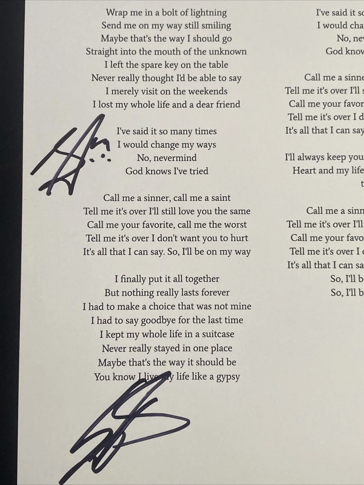 Shinedown Autographed Lyric Sheet ‘Call Me' Full Band Brent Smith +3, изображение 2