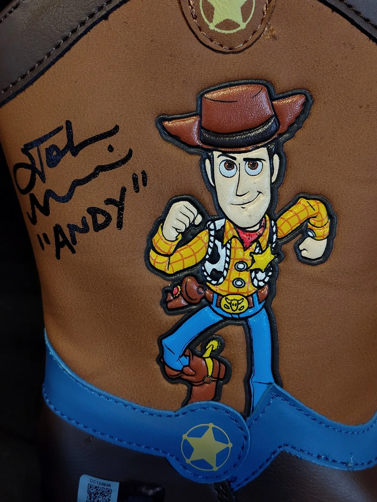 John Morris — Toy Story John Morris “Andy” Signed Woody Cowboy Boot With COA, изображение 2