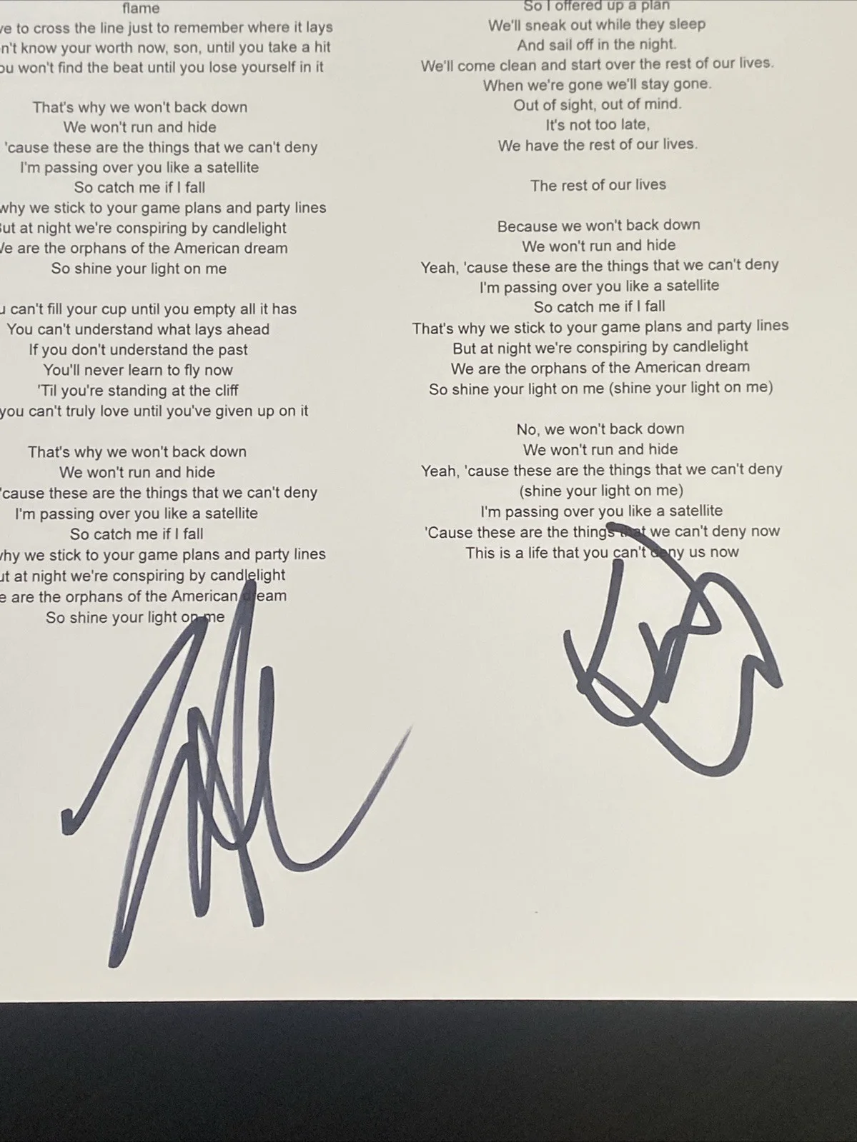 Rise Against Band Autographed Lyric Sheet ‘Satellite’ Tim Mcilrath +3, image 4