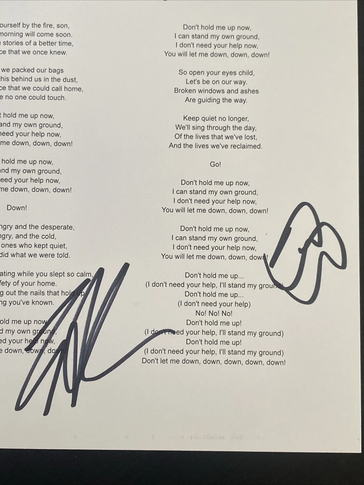 Rise Against Band Autographed Lyric Sheet Prayer Of The Refugee Tim Mcilrath +3, изображение 4