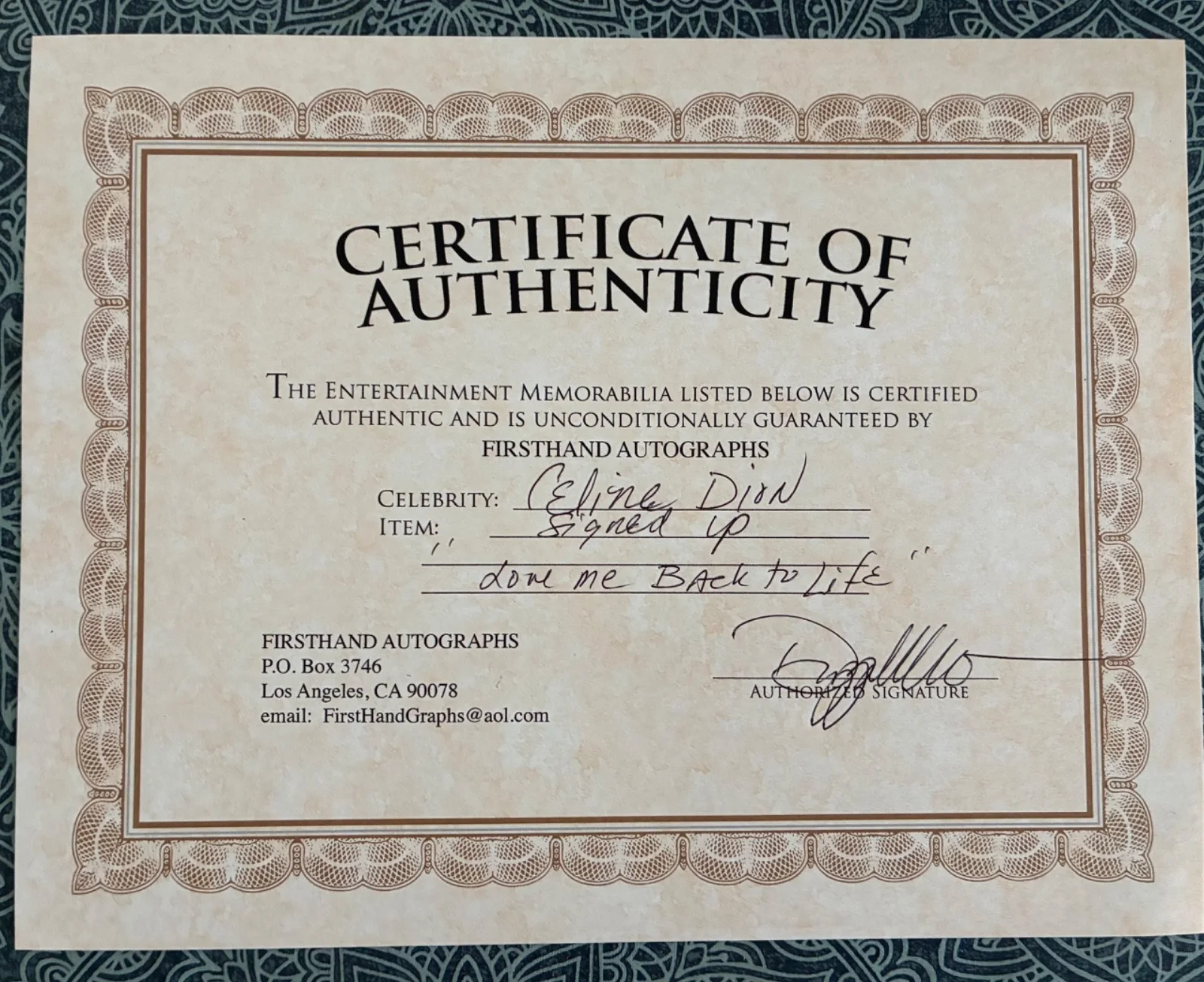 CELINE DION Signed "Loved Me Back to Life" 12x12 Promo Flat LP Autograph COA, изображение 5