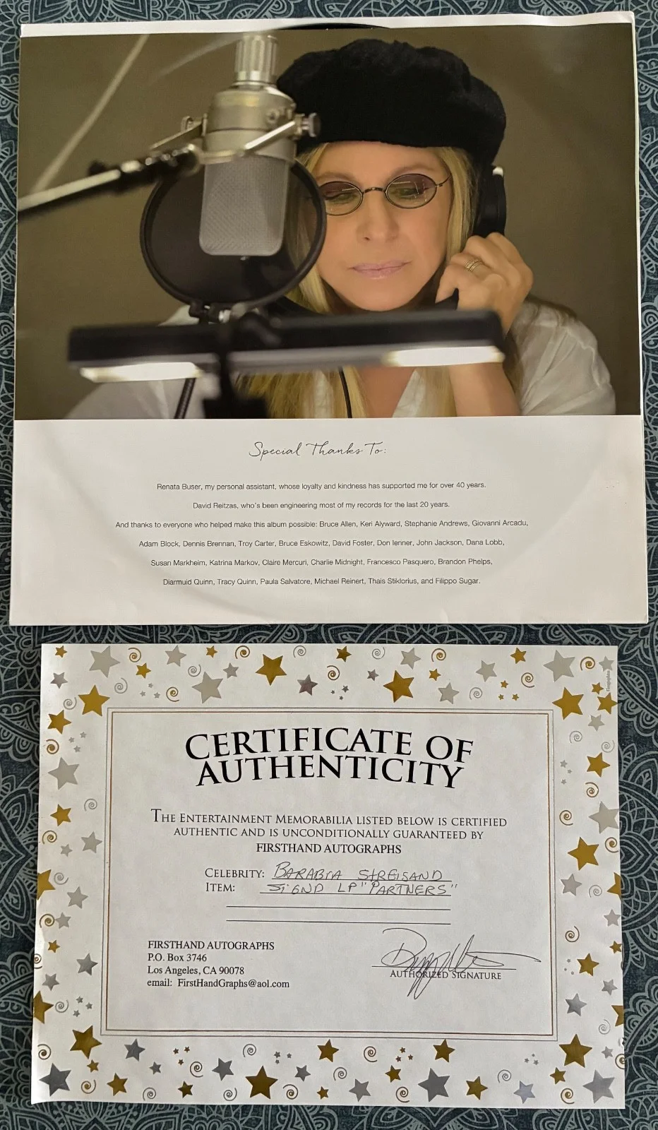 Barbra Streisand Signed PARTNERS 2-LP Vinyl + CD Deluxe Set w/ COA Autographed, изображение 2
