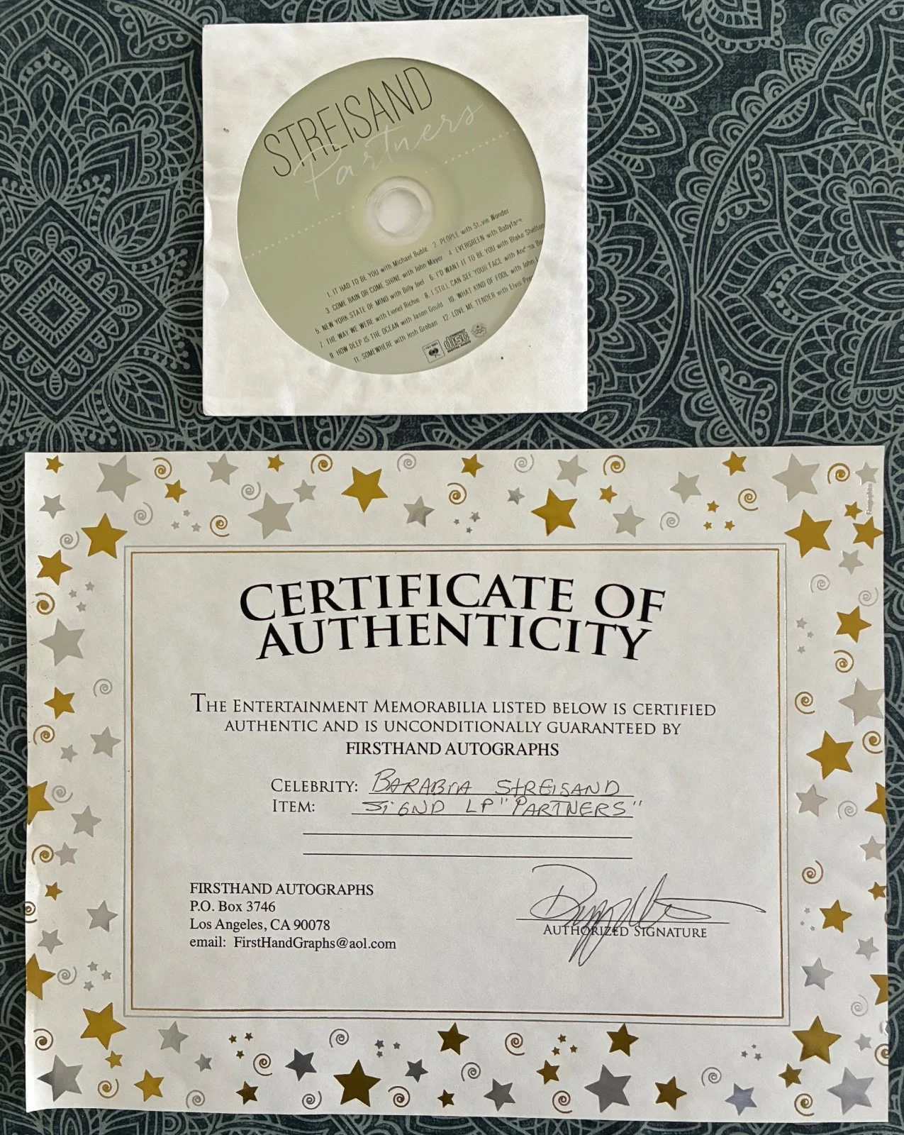 Barbra Streisand Signed PARTNERS 2-LP Vinyl + CD Deluxe Set w/ COA Autographed, изображение 4