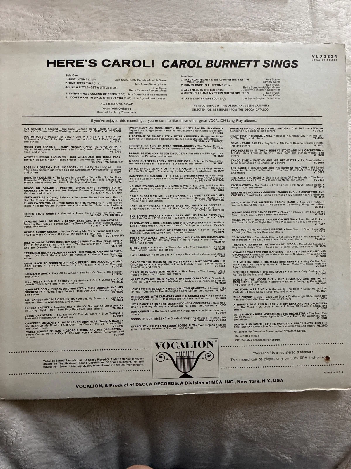 CAROL BURNETT Signed "Here’s Carol" 1961 Debut LP Decca Records Autographed, image 3