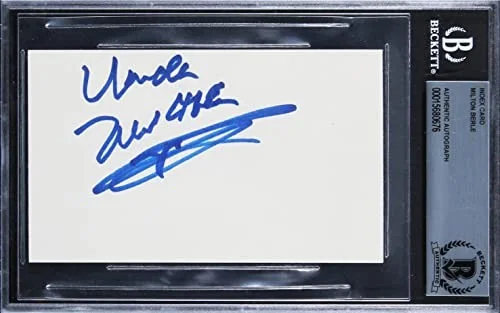 Milton Berle — Milton Berle It's a Mad, Mad, Mad, Mad World Signed 3x5 Index Card BAS Slabbed 2, изображение 3