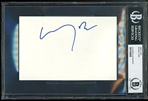 Michael York — Michael York Romeo + Juliet Authentic Signed 4x6 Index Card BAS Slabbed, image 2
