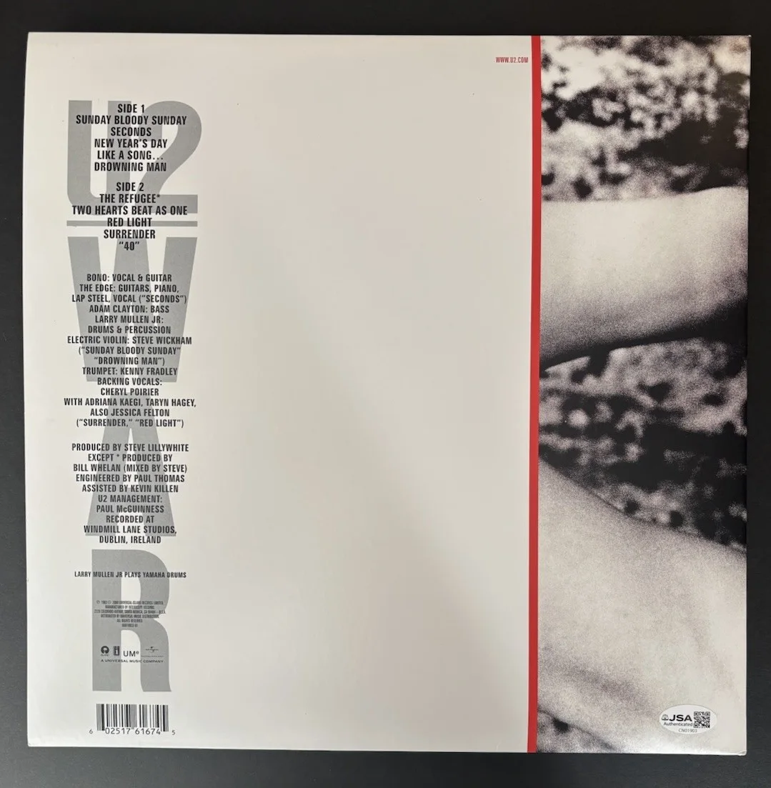 ADAM CLAYTON SIGNED U2 WAR VINYL LP JSA COA #CN01903 AUTO, image 2
