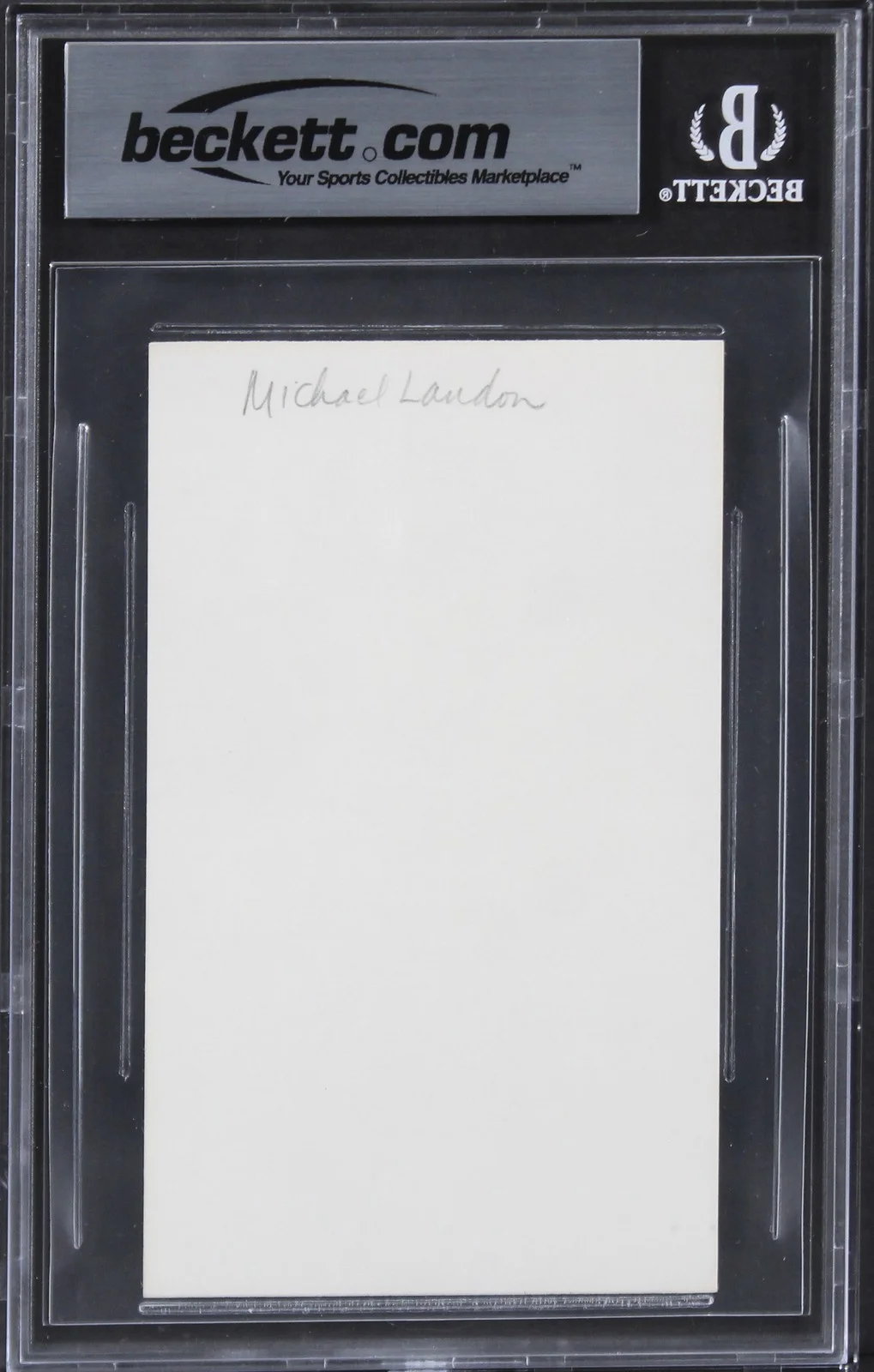 Michael Landon — Michael Landon Bonanza Authentic Signed 3x5 Index Card Autographed BAS Slabbed, image 2