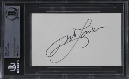 Michael Landon — Michael Landon Bonanza Authentic Signed 3x5 Index Card Autographed BAS Slabbed, image 3