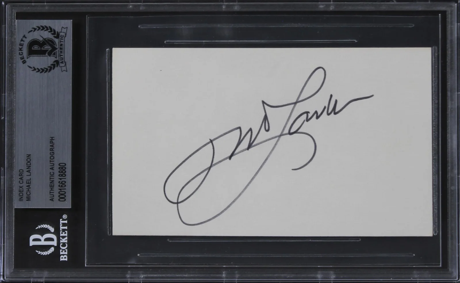 Michael Landon — Michael Landon Bonanza Authentic Signed 3x5 Index Card Autographed BAS Slabbed, image 4