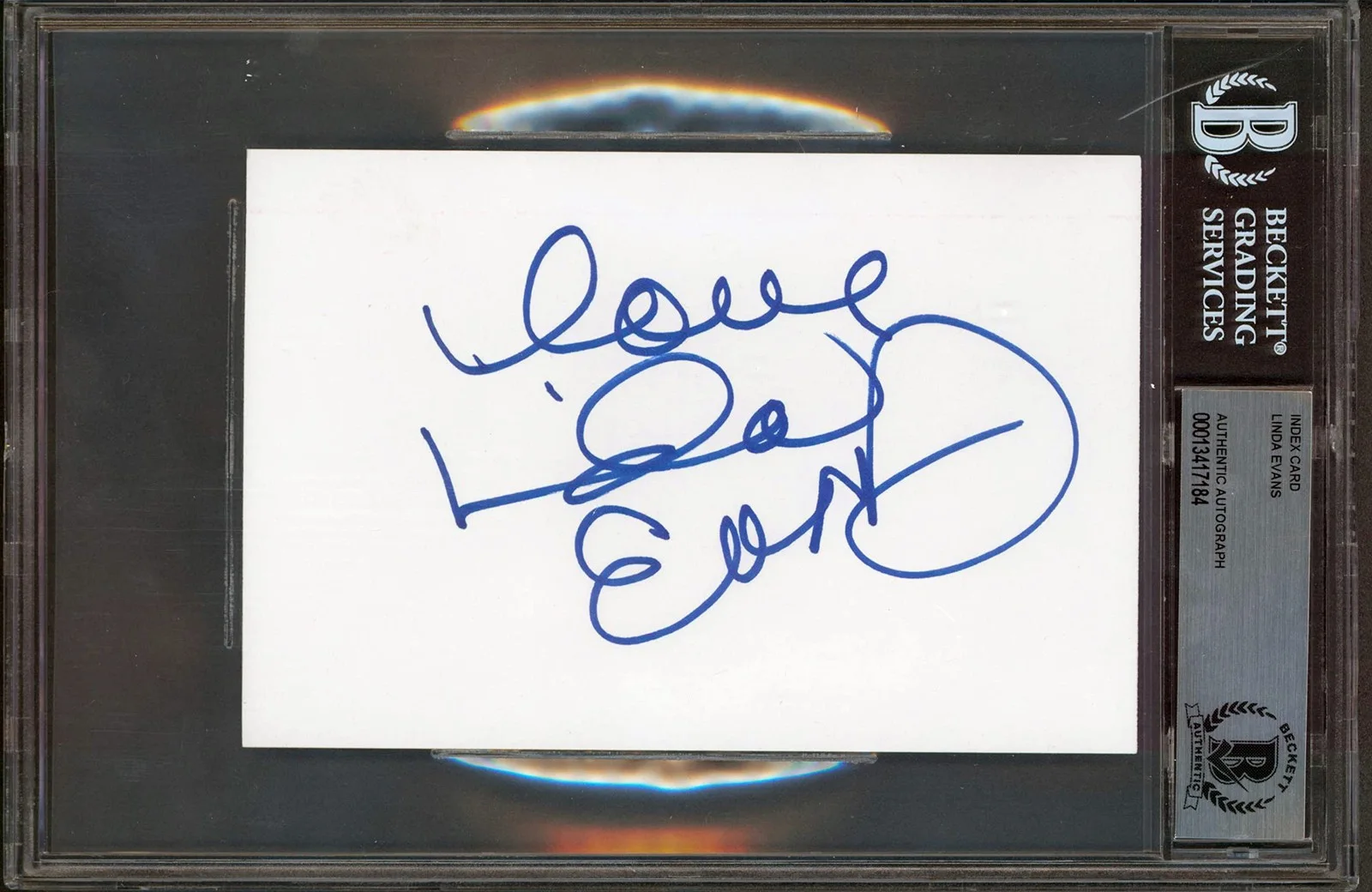Linda Evans — Linda Evans The Big Valley Authentic Signed 4x6 Index Card BAS Slabbed, image 4
