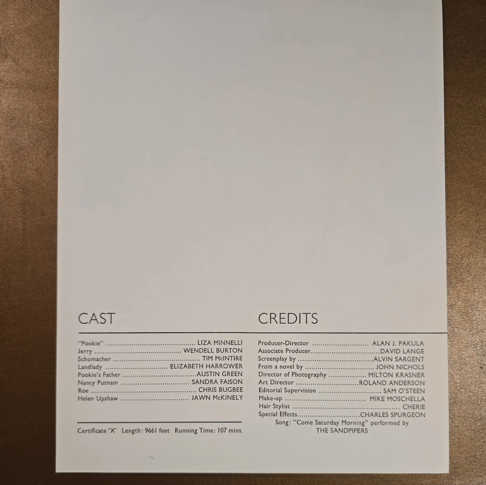 POOKIE UK press sheet 1969 Liza Minnelli Wendell Burton Alan J Pakula, image 2