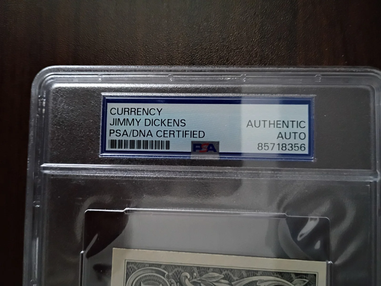LITTLE JIMMY DICKENS Signed $1.00 Bill..MUSIC LEGEND..(d.2015)..PSA/DNA Slabbed, image 3
