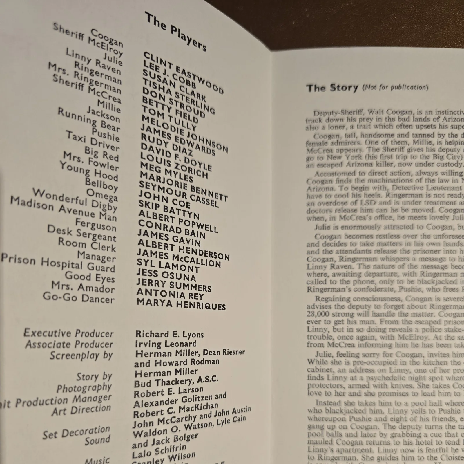 COOGAN'S BLUFF 1968 UK press book screening Clint Eastwood Susan Clark, изображение 2