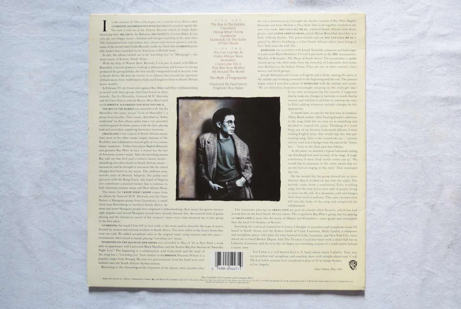Paul Simon Signed Graceland Vinyl Record 1986 W/COA, image 5