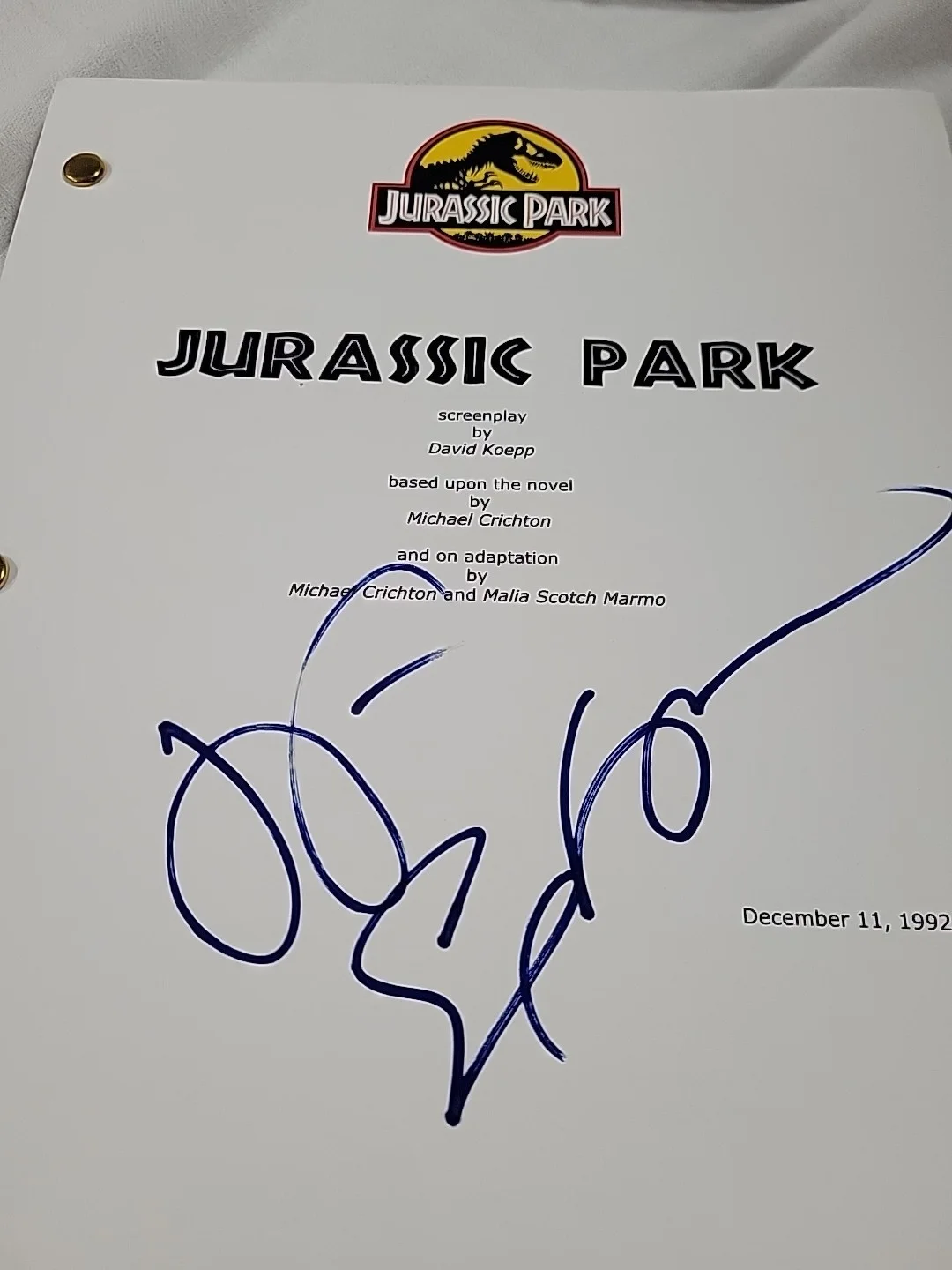 Jurassic Park Screenplay Signed Mint Condition Unsealed For Pics Dec 11 1992, image 2