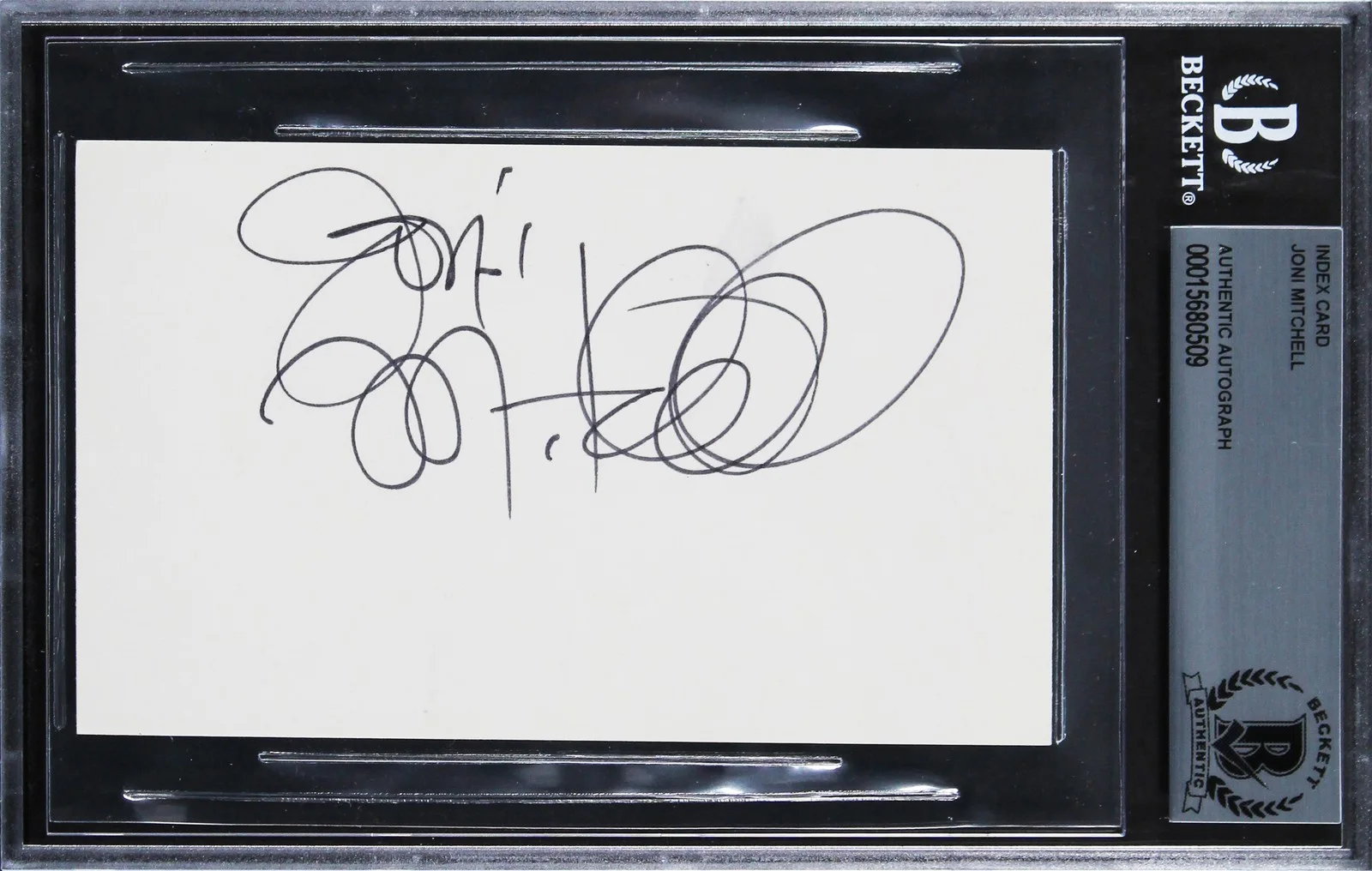 Joni Mitchell — Joni Mitchell Authentic Signed 3x5 Index Card Autographed BAS Slabbed 2