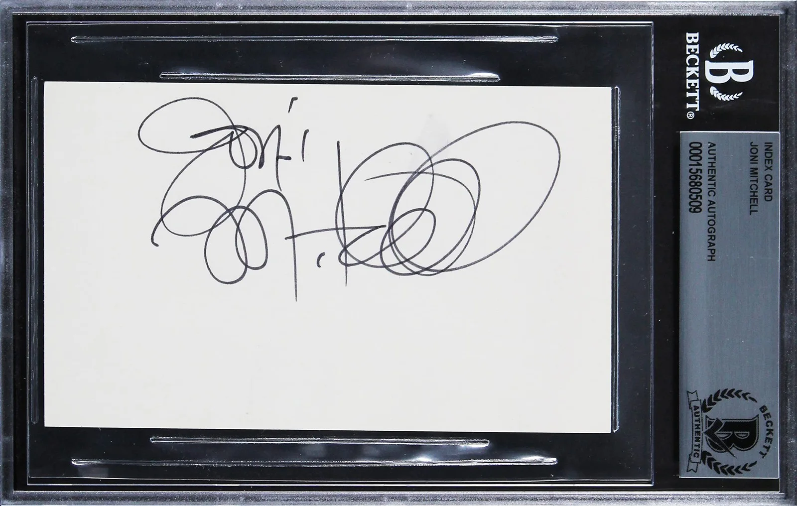 Joni Mitchell — Joni Mitchell Authentic Signed 3x5 Index Card Autographed BAS Slabbed 2, image 4