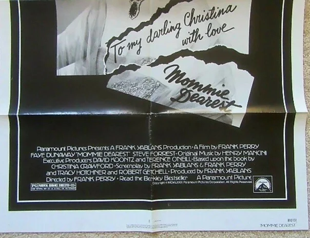 MOMMIE DEAREST ORIGINAL 1981 US ONE SHEET POSTER 41"x27" FAYE DUNAWAY / CRAWFORD, изображение 3