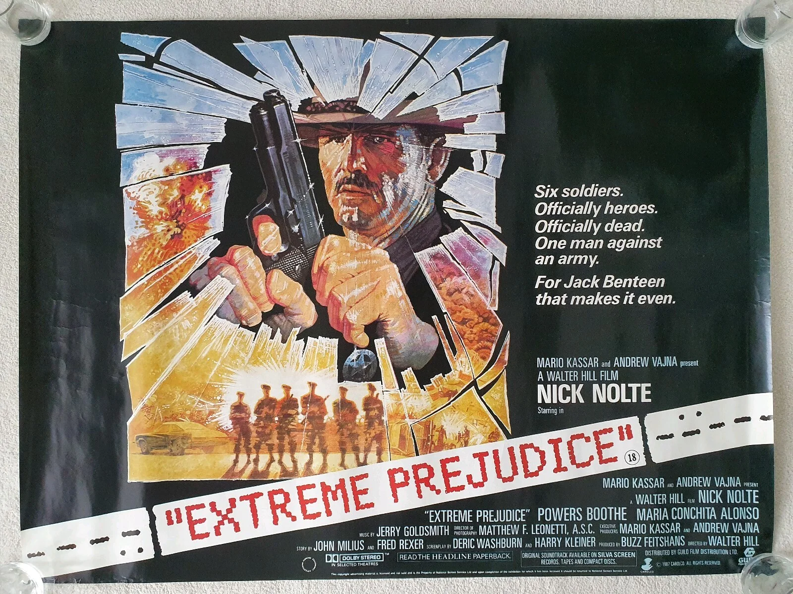 EXTREME PREJUDICE - ROLLED ORIGINAL 1987 UK QUAD POSTER 30"x40" - NICK NOLTE, изображение 2