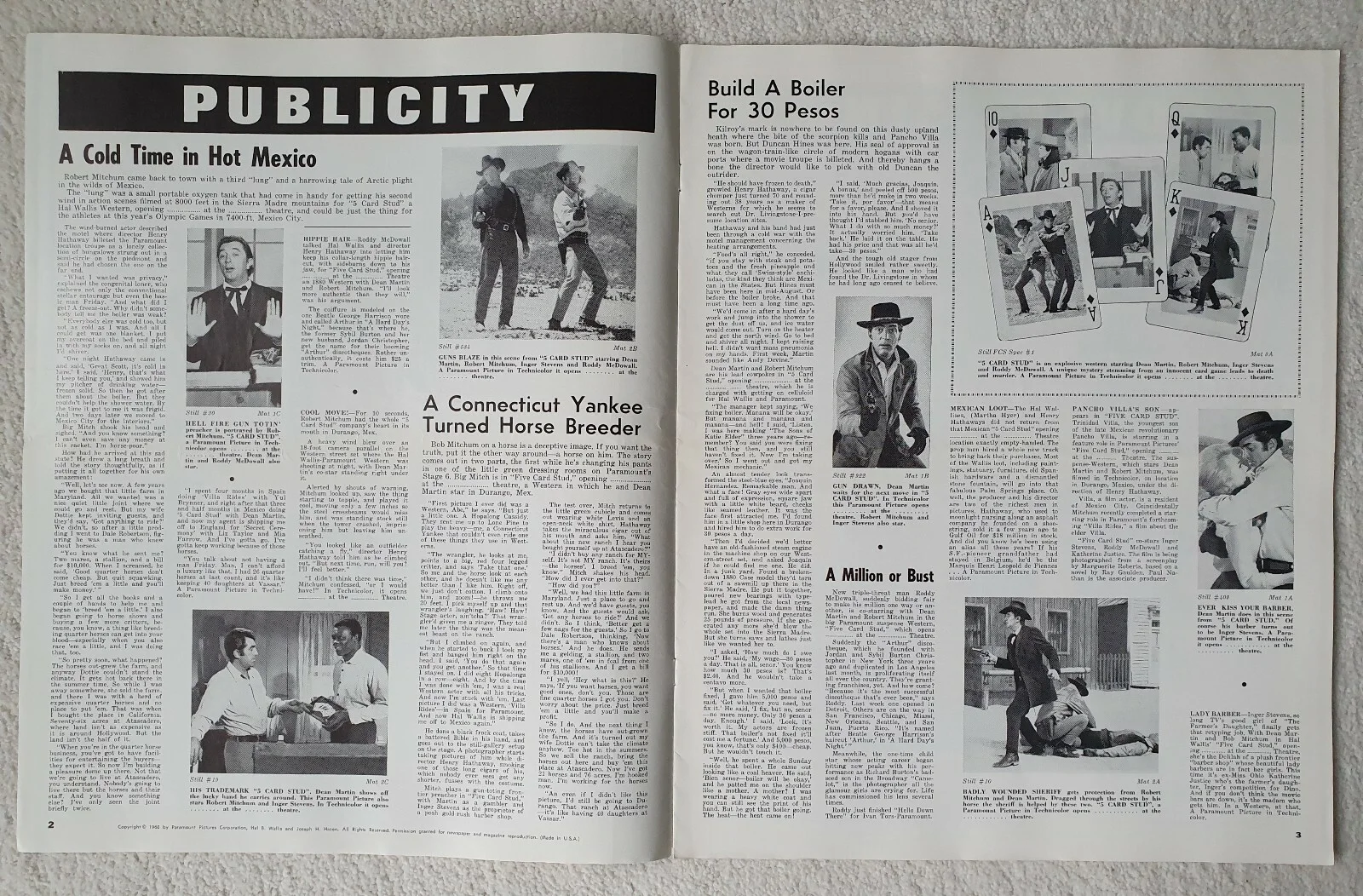 FIVE CARD STUD - 1968 US PRESSBOOK - ROBERT MITCHUM, DEAN MARTIN, RODDY McDOWALL, image 2