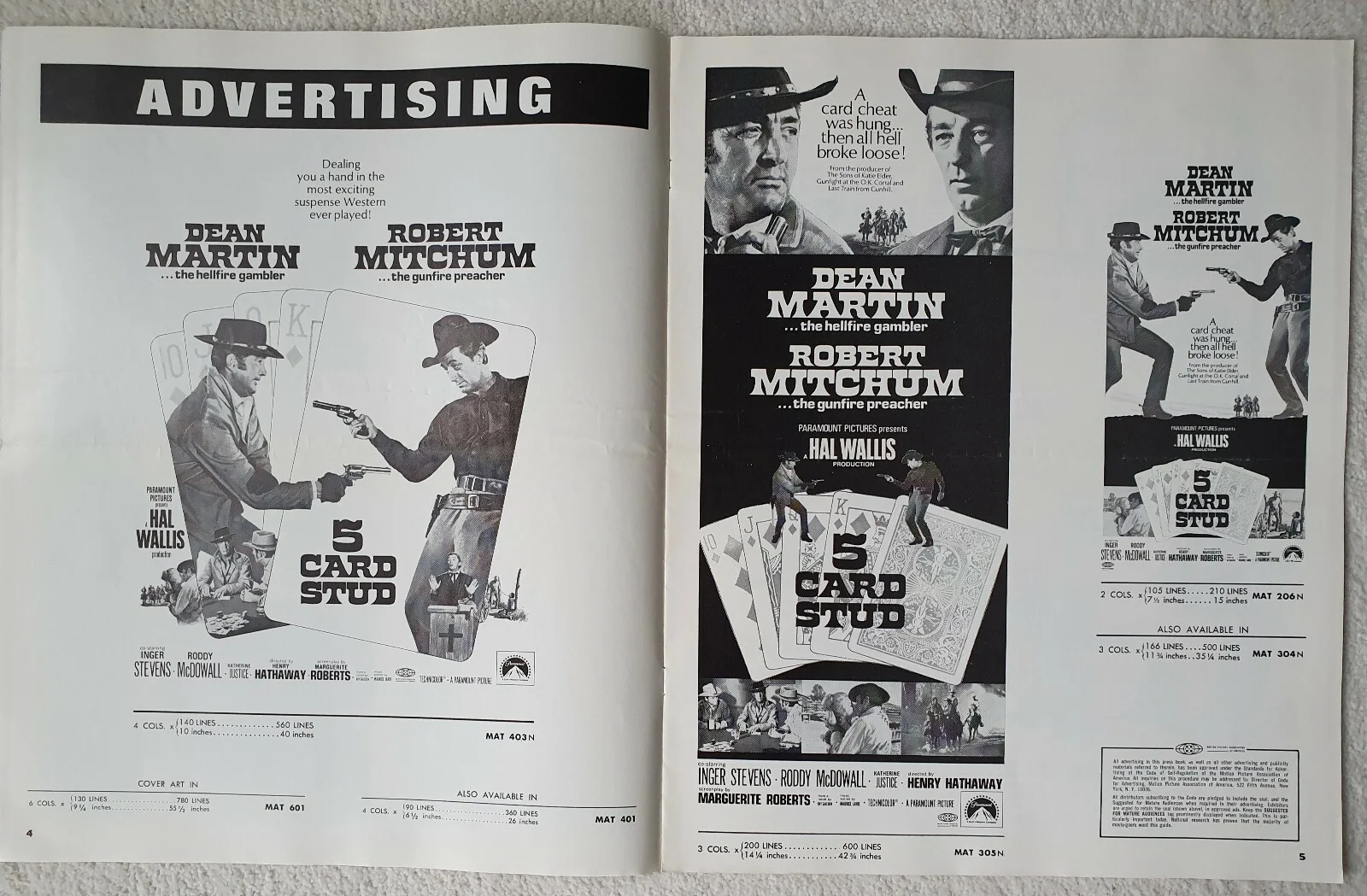 FIVE CARD STUD - 1968 US PRESSBOOK - ROBERT MITCHUM, DEAN MARTIN, RODDY McDOWALL, image 3