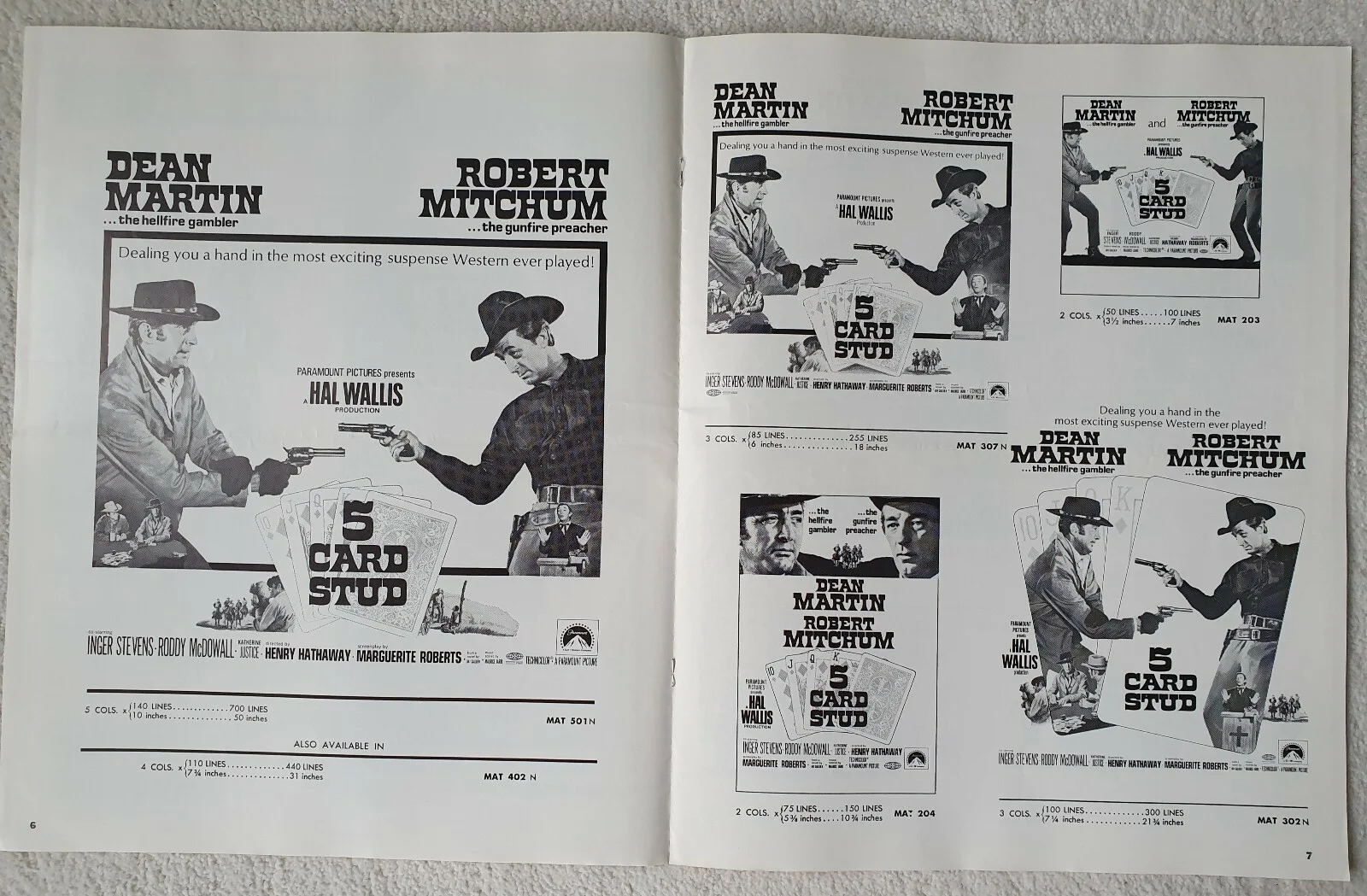 FIVE CARD STUD - 1968 US PRESSBOOK - ROBERT MITCHUM, DEAN MARTIN, RODDY McDOWALL, image 4