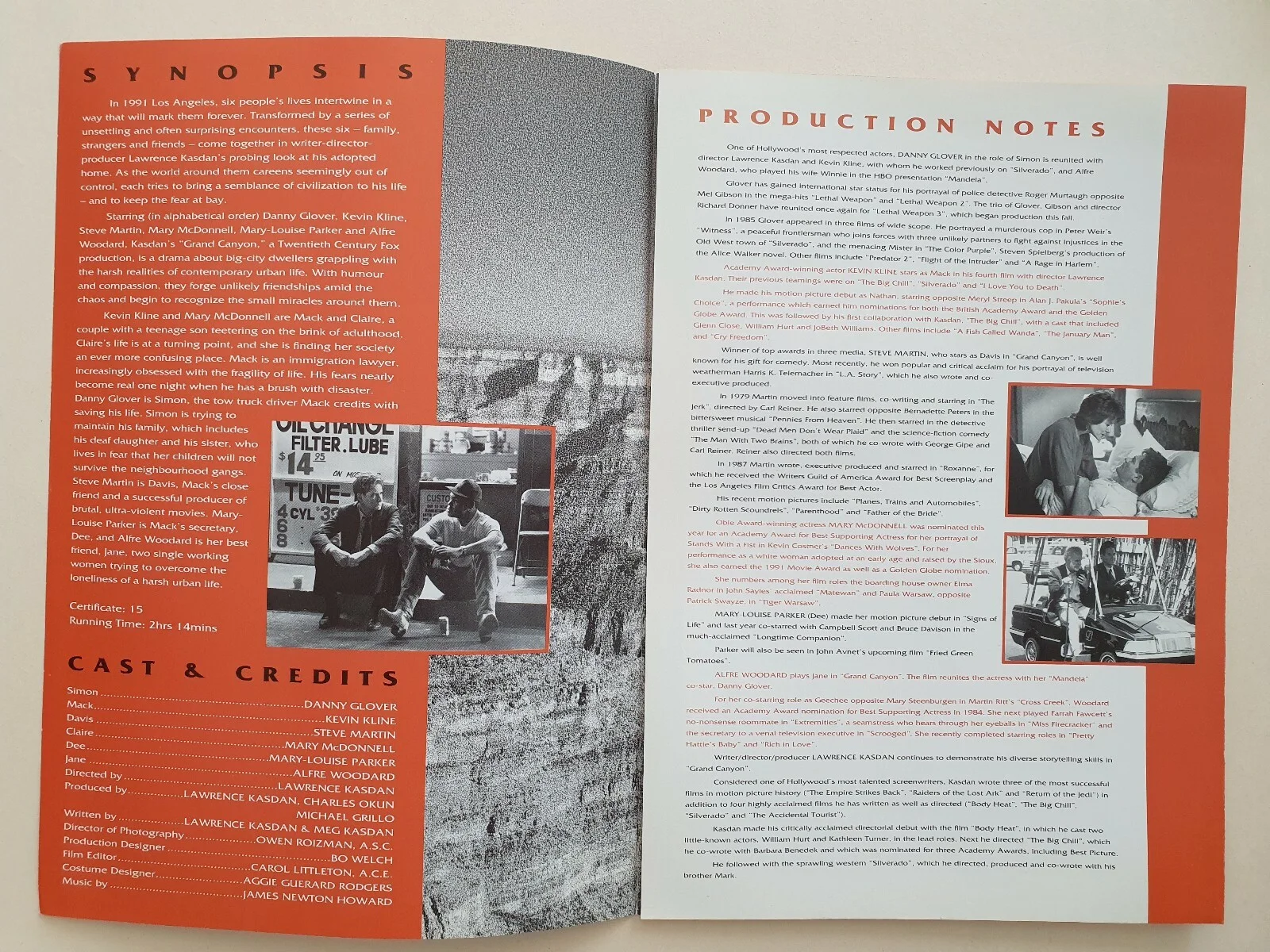 GRAND CANYON - VINTAGE ORIGINAL UK PRESSBOOK - KEVIN KLINE, DANNY GLOVER, изображение 2