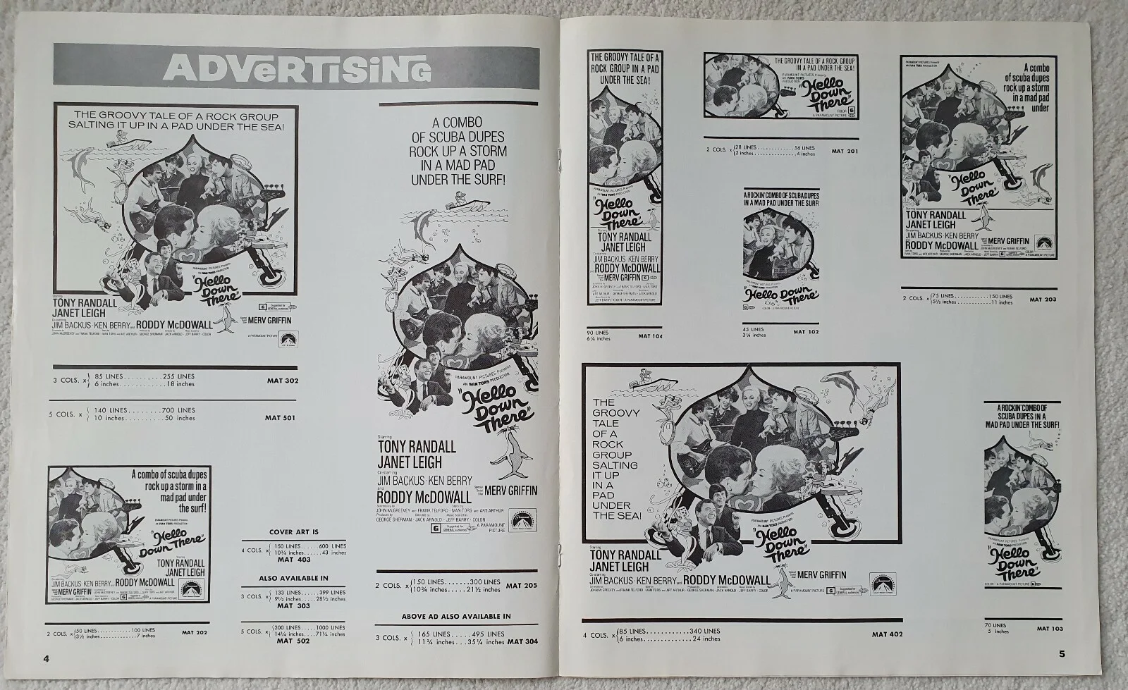 HELLO DOWN THERE - 1968 US PRESSBOOK - JANET LEIGH, TONY RANDALL * UNFOLDED *, image 3