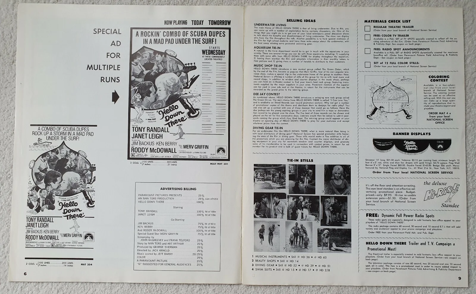 HELLO DOWN THERE - 1968 US PRESSBOOK - JANET LEIGH, TONY RANDALL * UNFOLDED *, image 4
