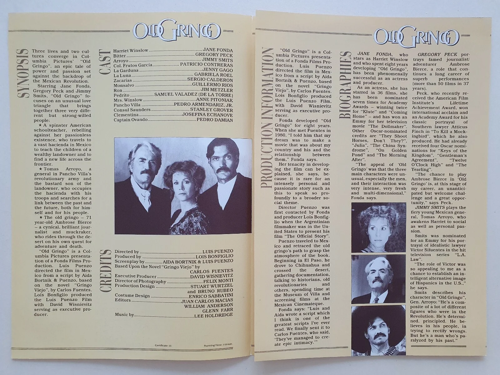 OLD GRINGO - VINTAGE UK PRESSBOOK & SYNOPSIS SHEET - JANE FONDA, GREGORY PECK, изображение 2