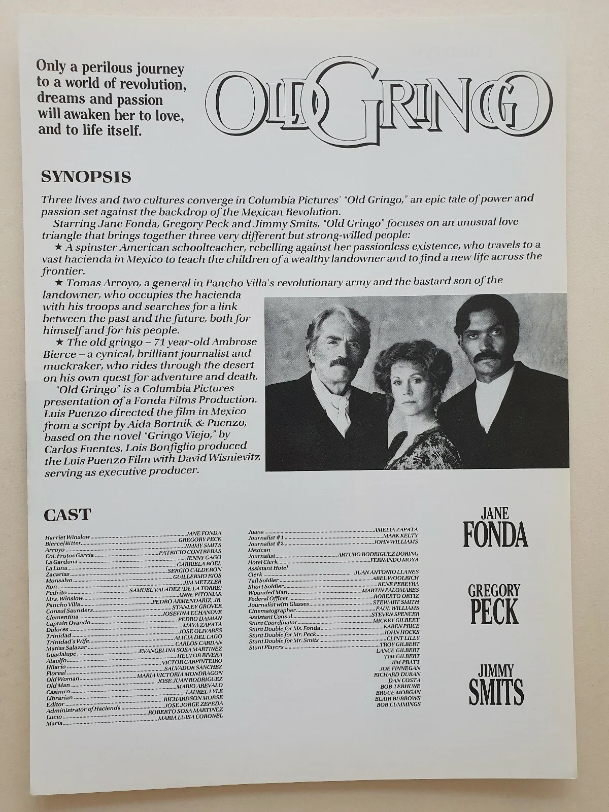OLD GRINGO - VINTAGE UK PRESSBOOK & SYNOPSIS SHEET - JANE FONDA, GREGORY PECK, изображение 5
