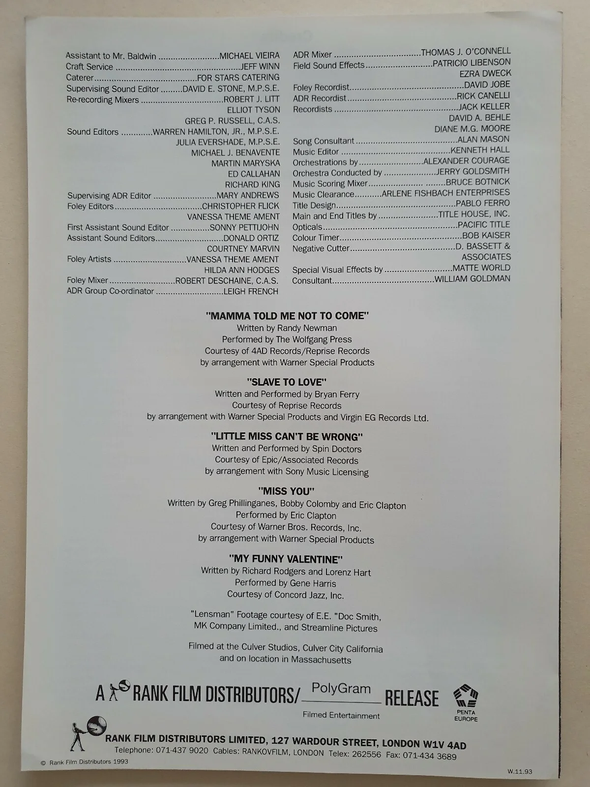 MALICE - VINTAGE PRESS AD SHEET & SYNOPSIS BOOKLET - NICOLE KIDMAN, ALEC BALDWIN, image 3