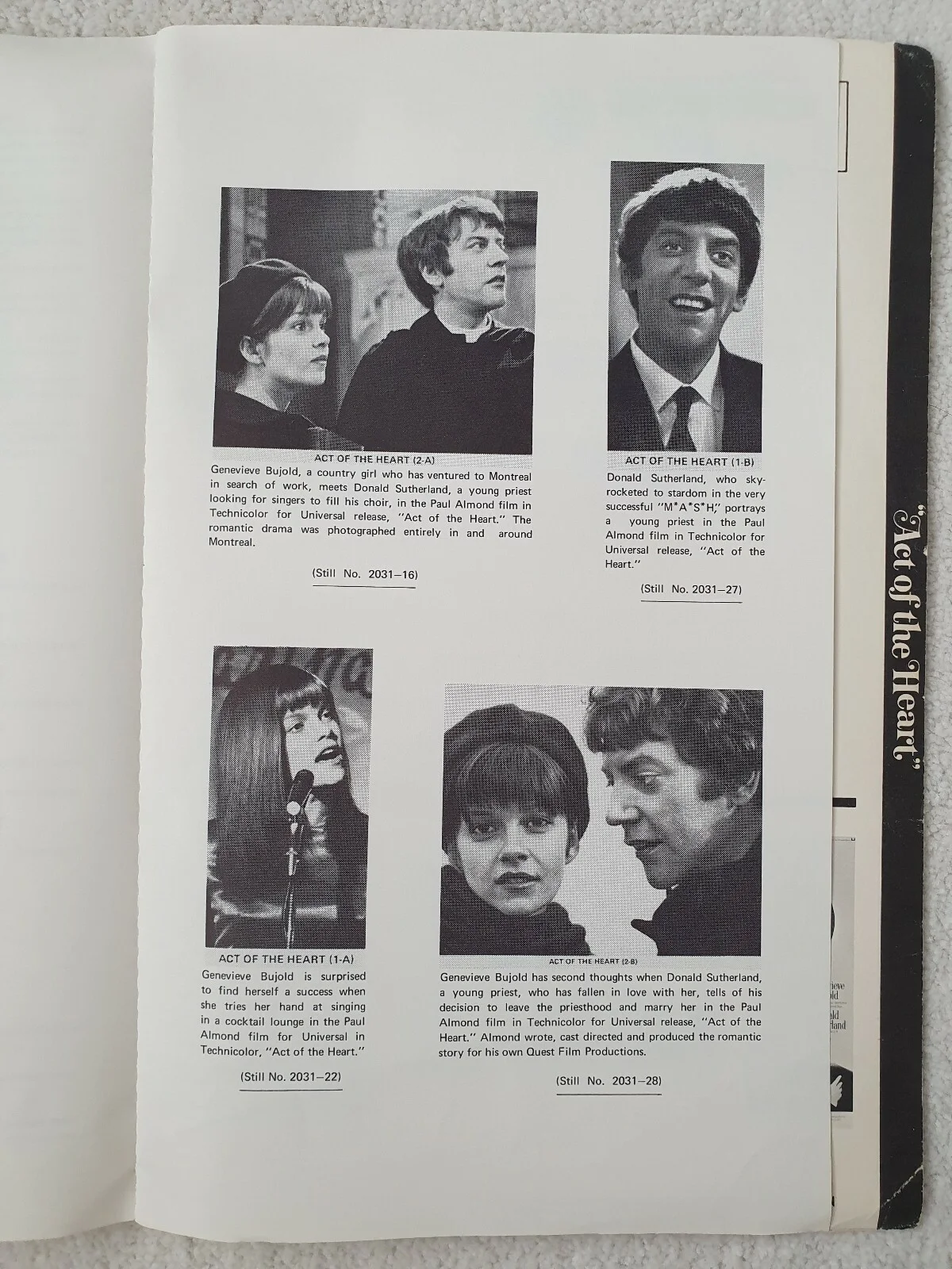 ACT OF THE HEART VINTAGE ORIGINAL 1970 US PRESSBOOK GENEVIEVE BUJOLD, SUTHERLAND, изображение 3