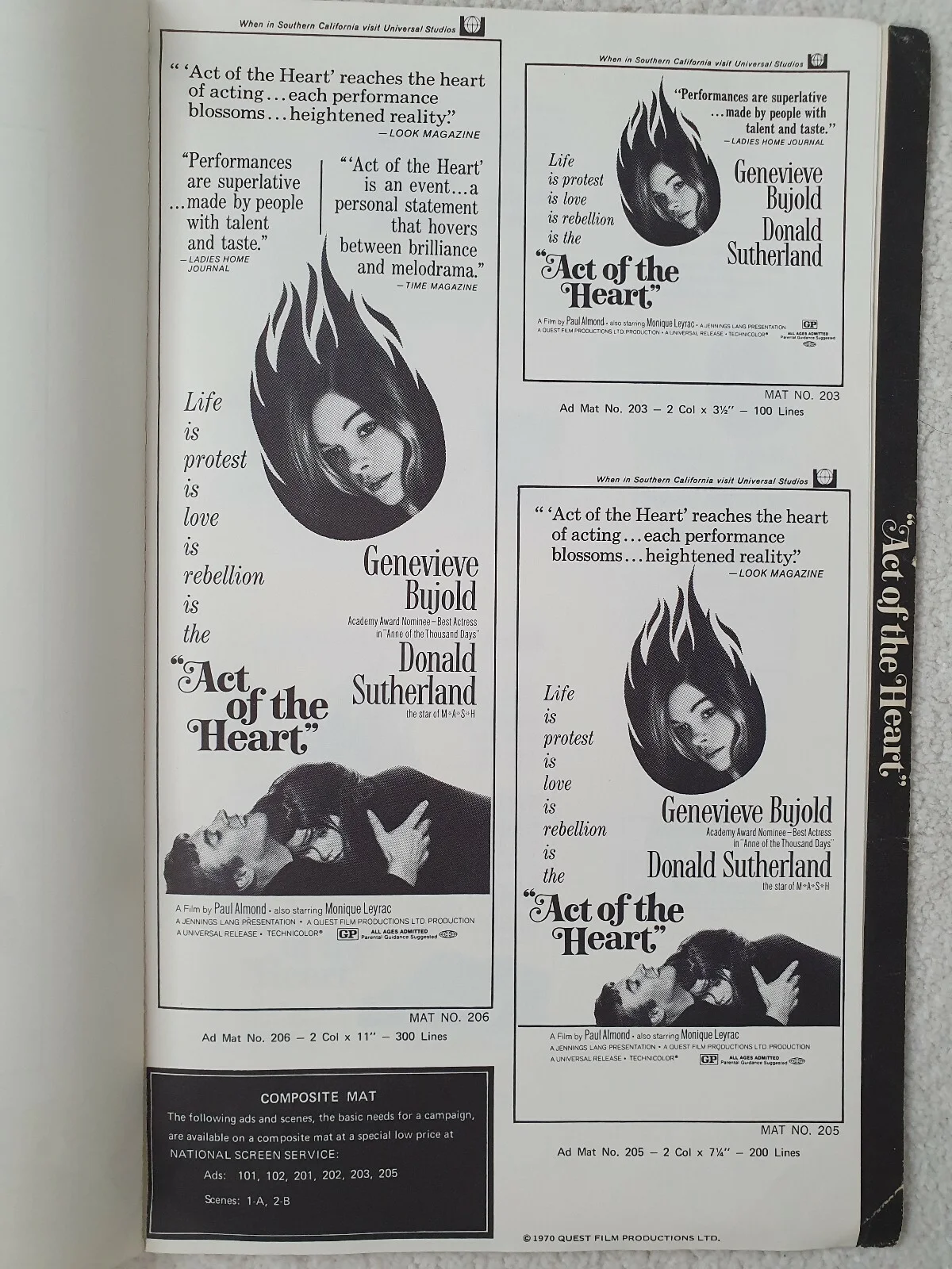 ACT OF THE HEART VINTAGE ORIGINAL 1970 US PRESSBOOK GENEVIEVE BUJOLD, SUTHERLAND, изображение 4