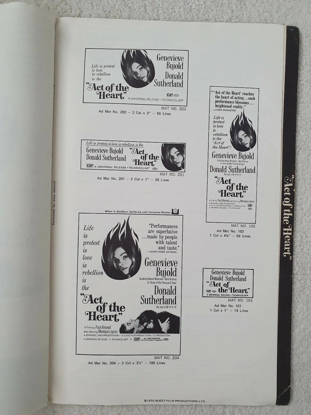ACT OF THE HEART VINTAGE ORIGINAL 1970 US PRESSBOOK GENEVIEVE BUJOLD, SUTHERLAND, изображение 5