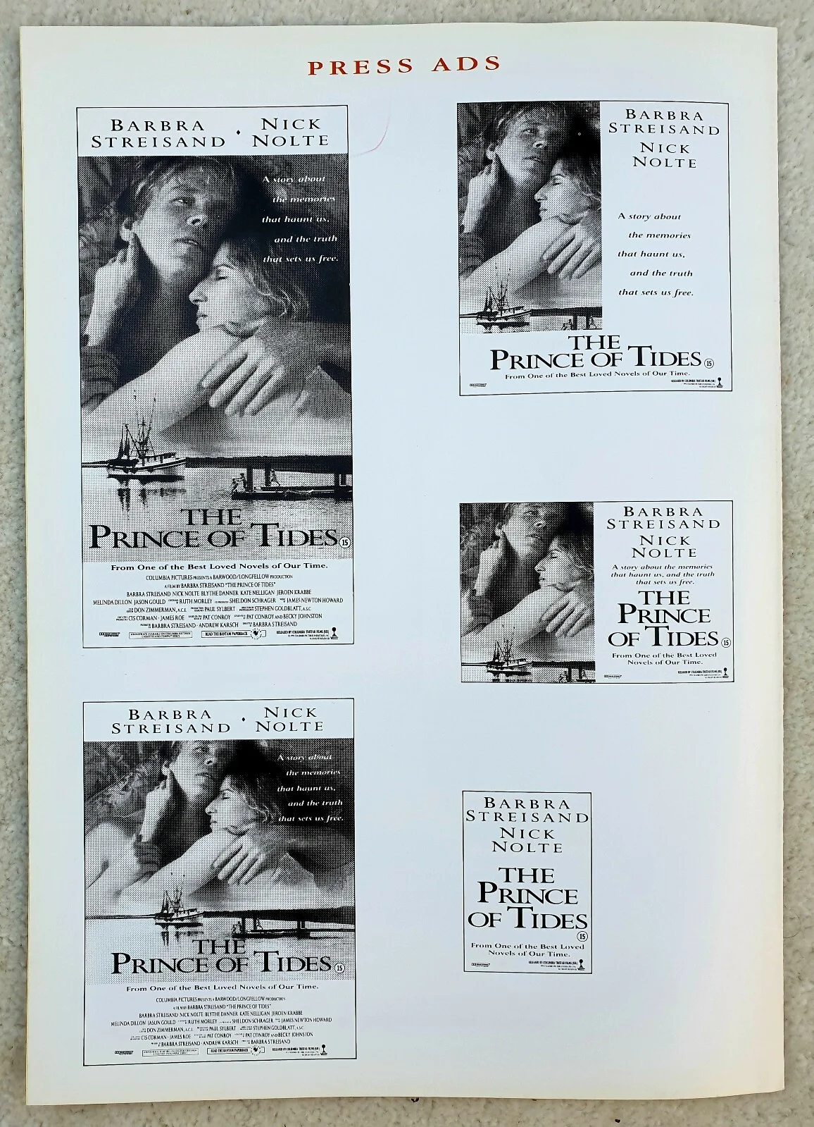 PRINCE OF TIDES ORIGINAL UK PRESSBOOK - BARBRA STREISAND, NICK NOLTE, изображение 3
