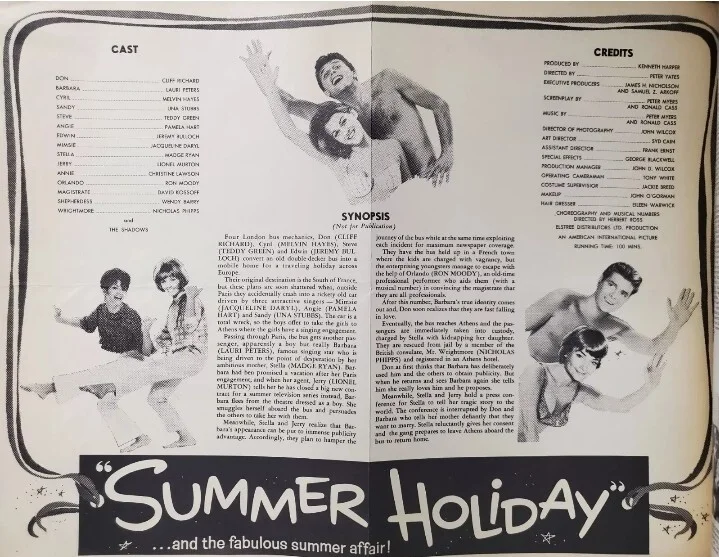 SUMMER HOLIDAY - EXTREMELY RARE DELUXE VINTAGE 1963 US PRESSBOOK - CLIFF RICHARD, image 2