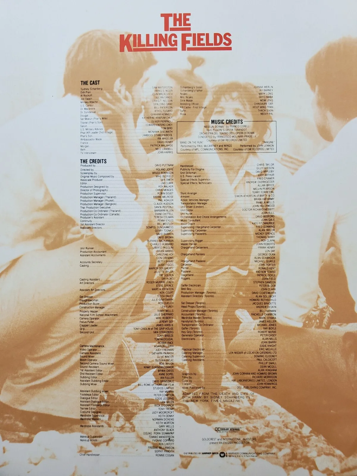 THE KILLING FIELDS - VINTAGE 1984 SOUVENIR BROCHURE - SAM WATERSTON - JAPAN, изображение 2