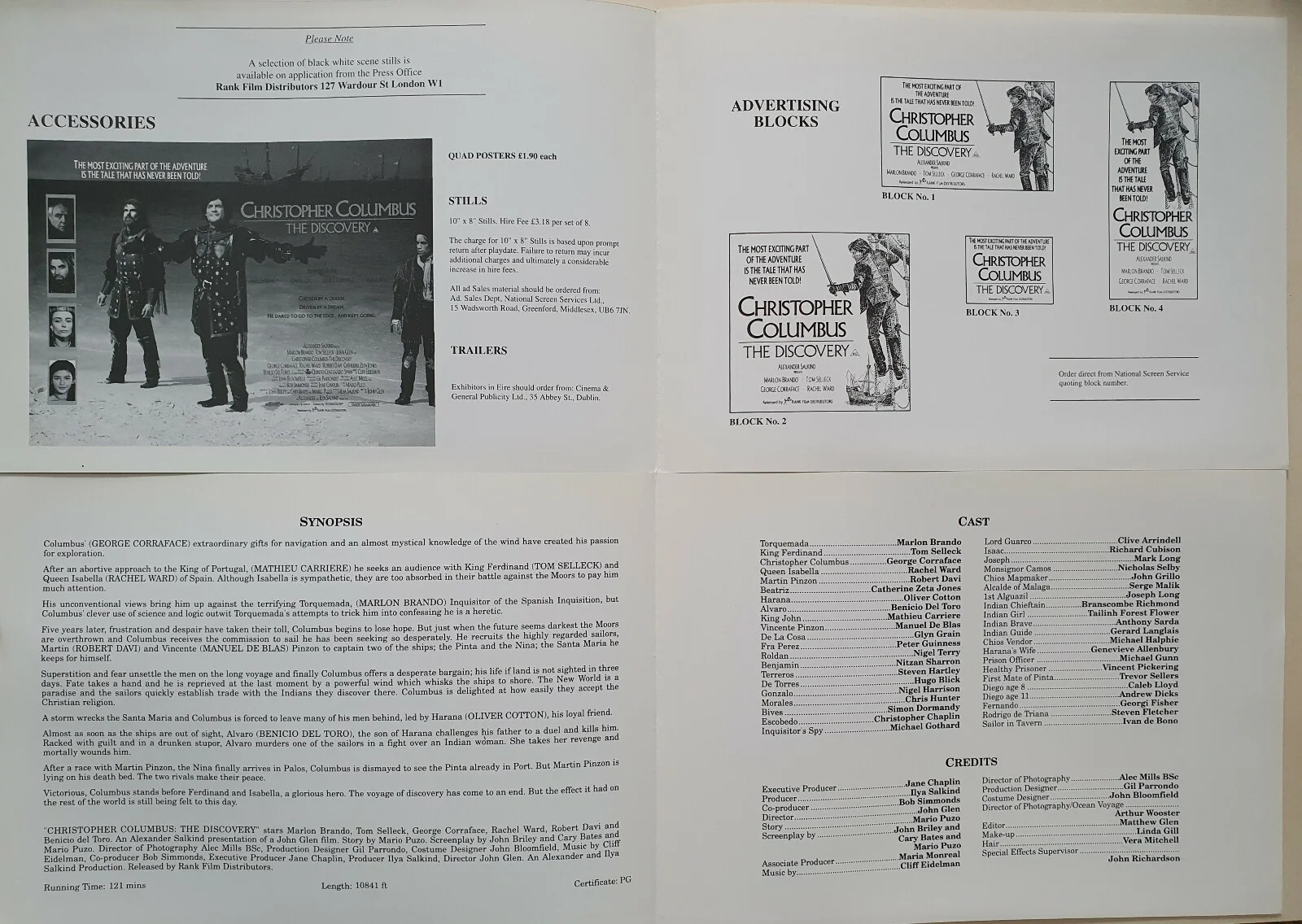 CHRISTOPHER COLUMBUS - VINTAGE PRESSBOOK & SYNOPSIS BOOKLET - MARLON BRANDO, изображение 2