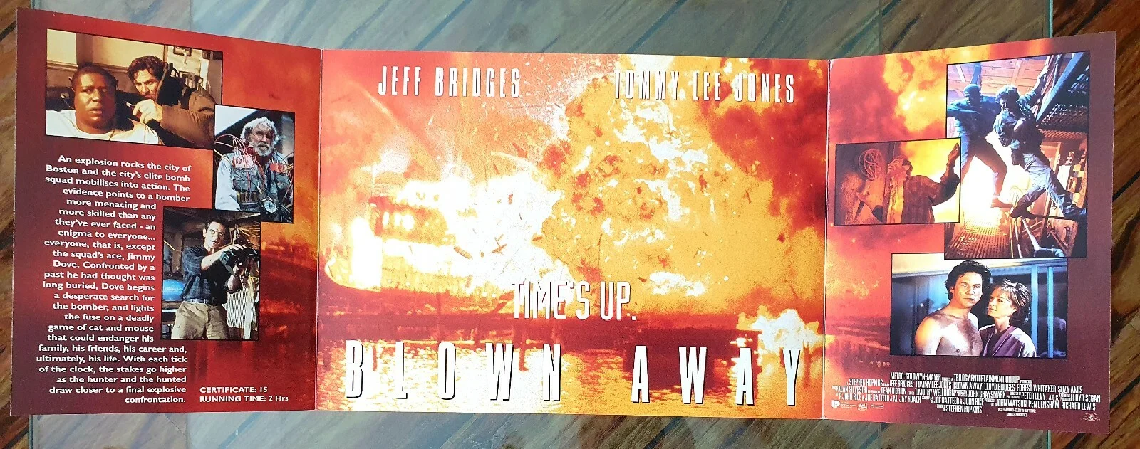 BLOWN AWAY - ORIGINAL HIGH QUALITY FOLDOUT SYNOPSIS CARD BOOKLET - JEFF BRIDGES, image 4