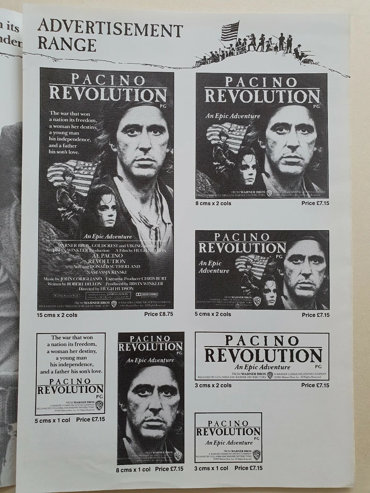 REVOLUTION - VINTAGE ORIGINAL UK PRESSBOOK - AL PACINO, NASTASSJA KINSKI, image 3