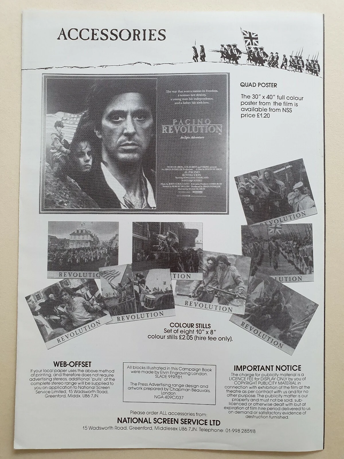 REVOLUTION - VINTAGE ORIGINAL UK PRESSBOOK - AL PACINO, NASTASSJA KINSKI, image 4