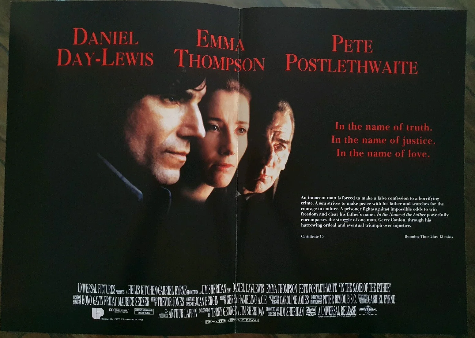 IN THE NAME OF THE FATHER - 2 HIGH QUALITY ORIGINAL SYNOPSIS BOOKLETS- DAY LEWIS, изображение 2