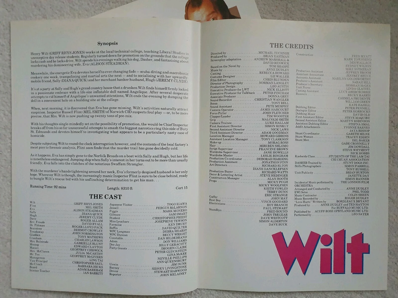 WILT - 2 PRESS SYNOPSIS BOOKLETS - GRIFF RHYS JONES, MEL SMITH, ALISON STEADMAN, image 2