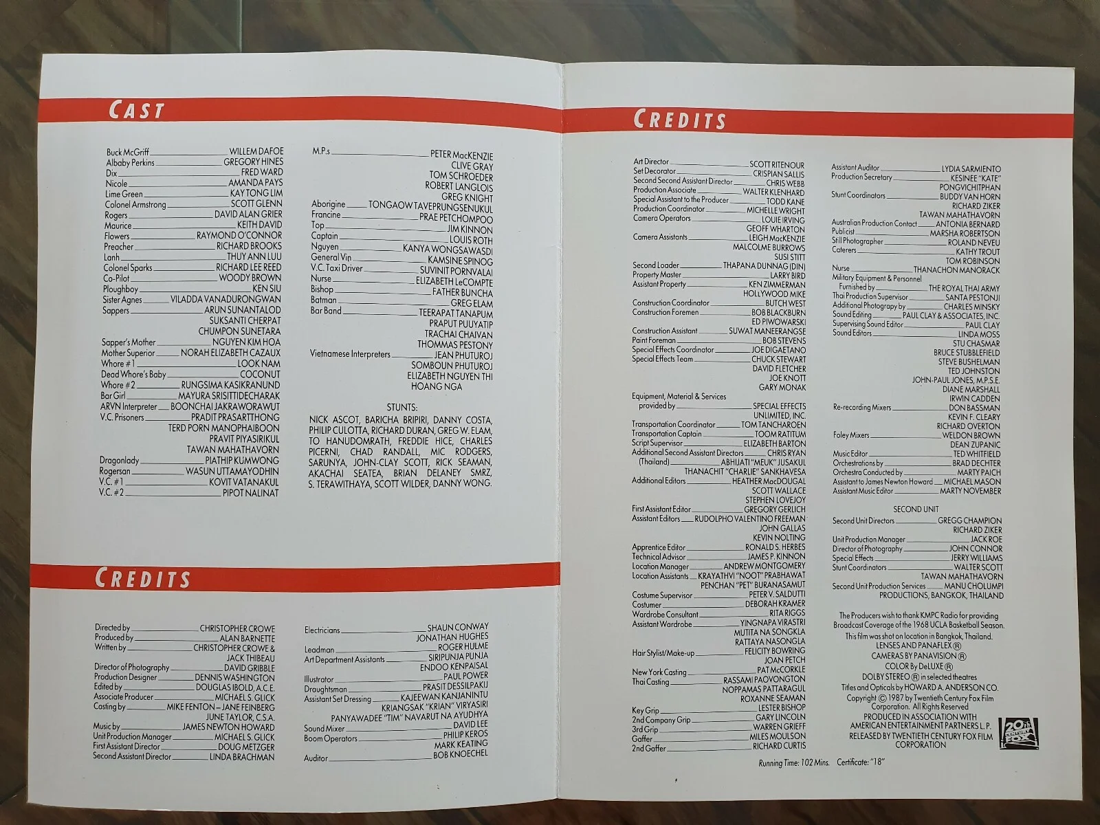 SAIGON - ORIGINAL HIGH QUALITY SYNOPSIS BOOKLET CARD - WILLEM DAFOE, FRED WARD, image 3
