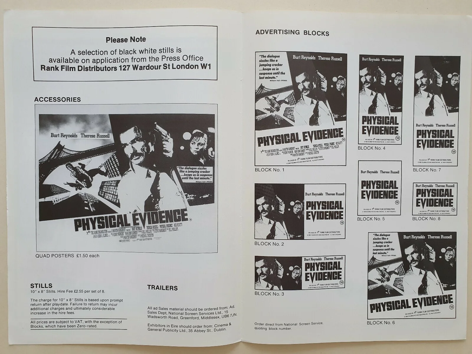 PHYSICAL EVIDENCE - VINTAGE PRESSBOOK & SYNOPSIS SHEET - BURT REYNOLDS, RUSSELL, image 2