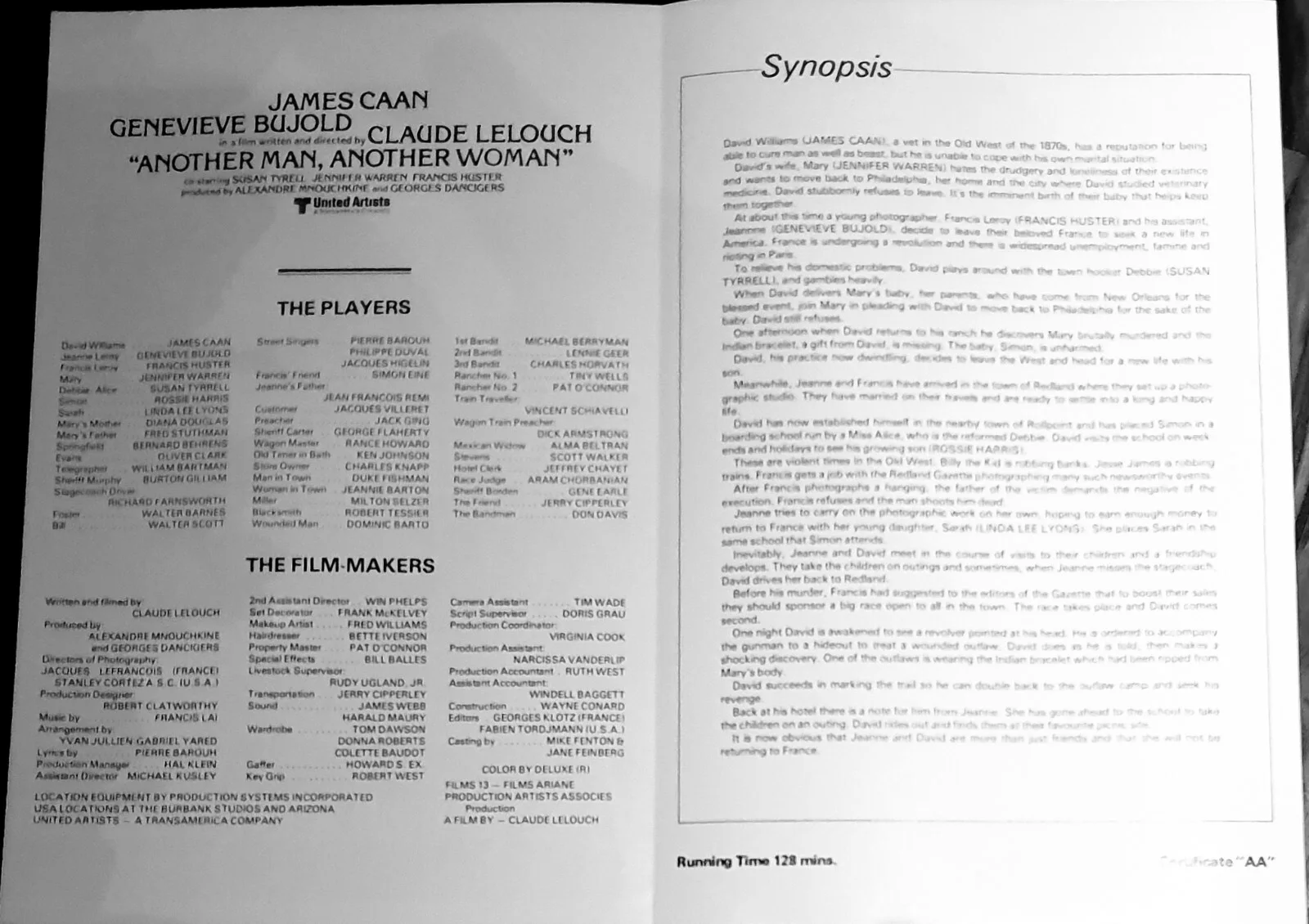 ANOTHER MAN ANOTHER WOMAN ORIGINAL 1977 SYNOPSIS BOOKLET - GENEVIEVE BUJOLD, image 2